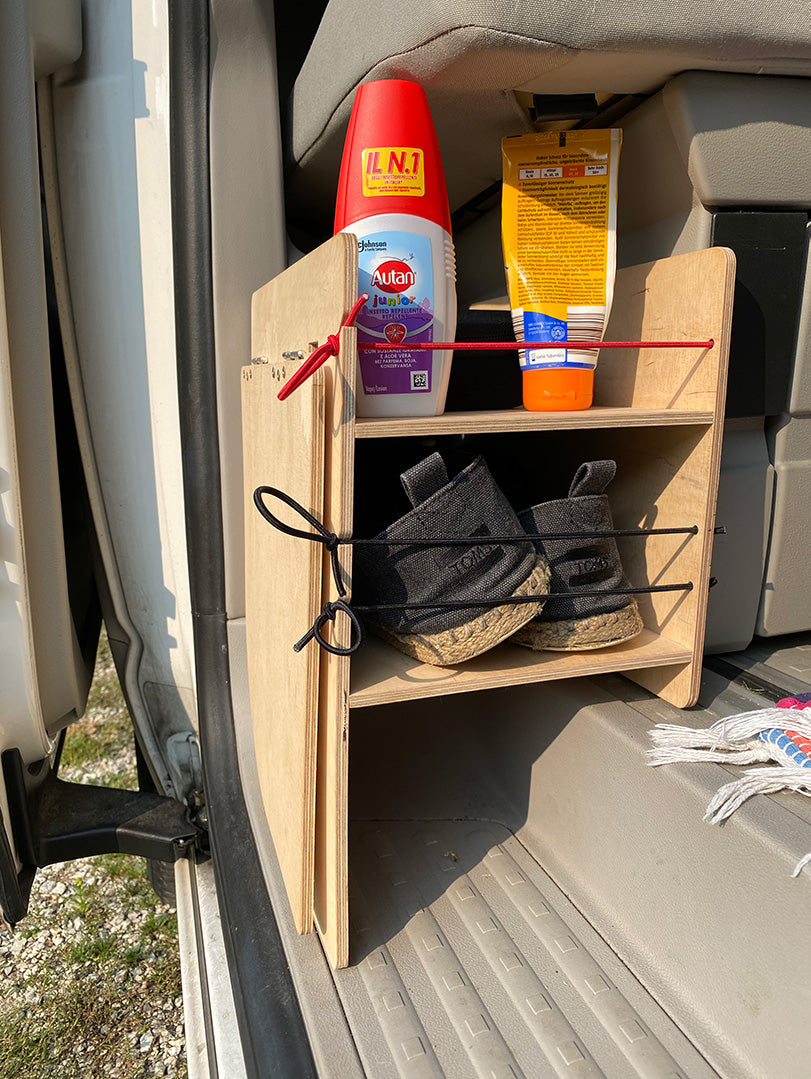 Schuhregal VW California mit Klapptisch, Shoeboxx, Trittstufenregal - VANhackers